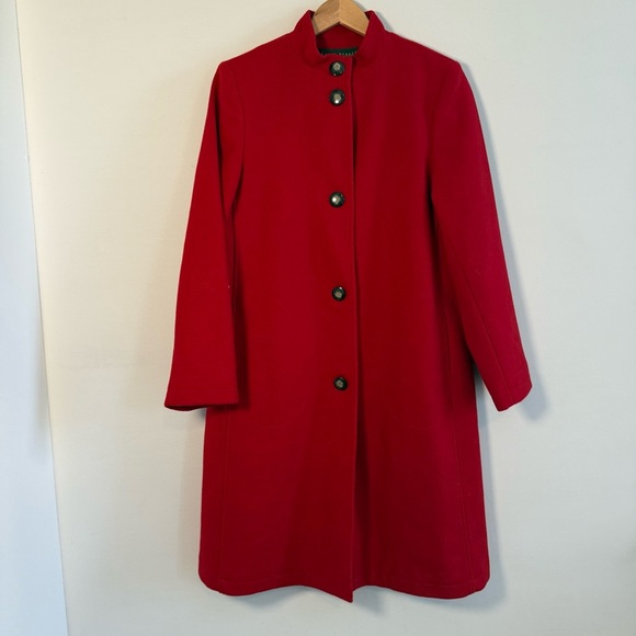 Harve Benard Red 100% Wool Coat, Size 8 - Picture 1 of 10